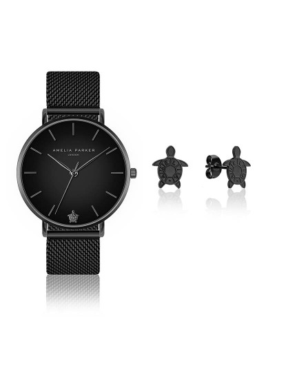 imagem de Conjunto relógio e brincos Jet Black 38mm1