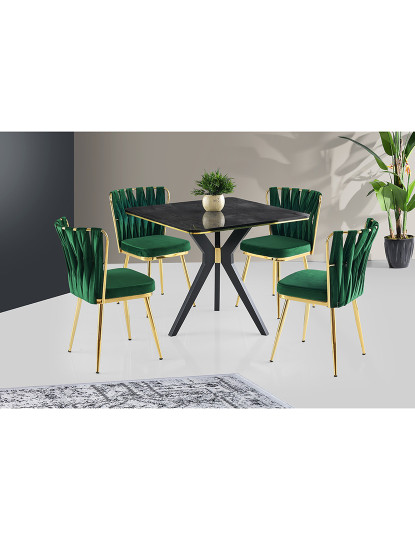 imagem de Mesa Jantar Kare Ikon Preto Dourado1