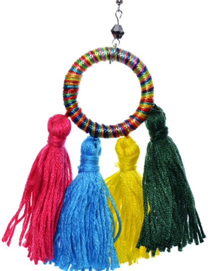 imagem de Brincos Pendente Circulo Multicolor com 4 Borlas2