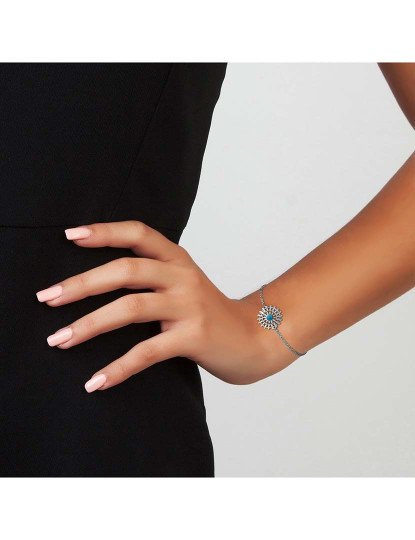 imagem de Pulseira Decorada Com Uma Pedra Turquesa Senhora Prateado2