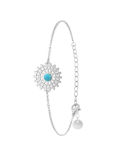 imagem de Pulseira Decorada Com Uma Pedra Turquesa Senhora Prateado1