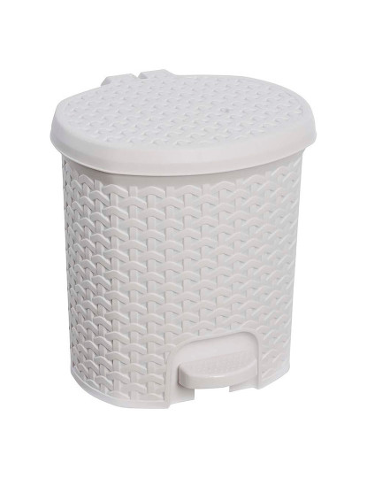 imagem de Lixeira/lixeira multiuso, com tampa, design em rattan, capacidade 5,5l, tamanho 22,5x24x26, cor branco nórdico1