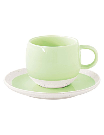 imagem de Conjunto 6 Copo E Pires De Porcelana 250Ml Pastel & Trend Verde1