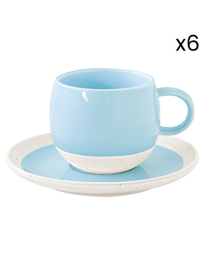 imagem de Conjunto 6 Chávena E Pires De Café Em Porcelana 120Ml Pastel & Trend Azul3