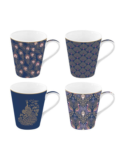 imagem de Conjunto 4 Canecas De Porcelana 300 Ml Em Caixa Presente Coffee Mania Peacock1