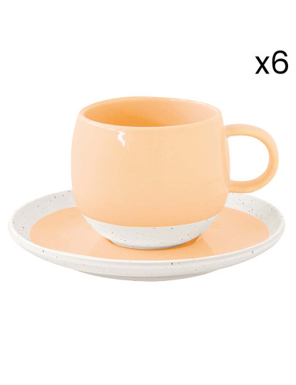 imagem de Conjunto 6 Copo E Pires De Porcelana 250Ml Pastel & Trend Pêssego5