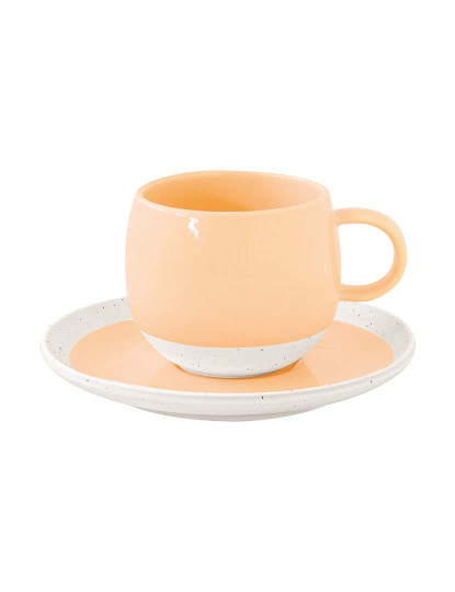 imagem de Conjunto 6 Copo E Pires De Porcelana 250Ml Pastel & Trend Pêssego4