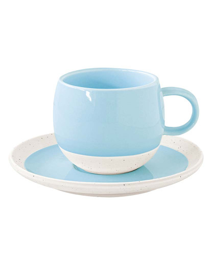 imagem de Conjunto 6 Copo E Pires De Porcelana 250Ml Pastel & Trend Azul1