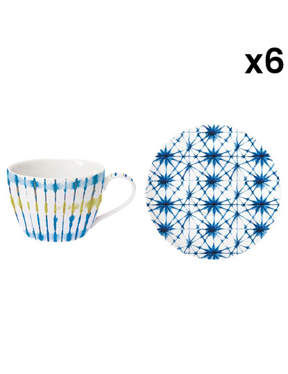 imagem de Conjunto 6 Xícaras E Pires Em Porcelana 240 Ml. Shibori 13