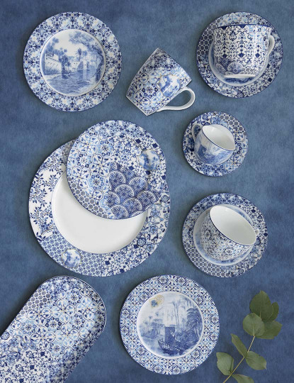 imagem de Conjunto 6 Pratos Laterais Em Porcelana Ø 19 Cm Indigo Vers.B3