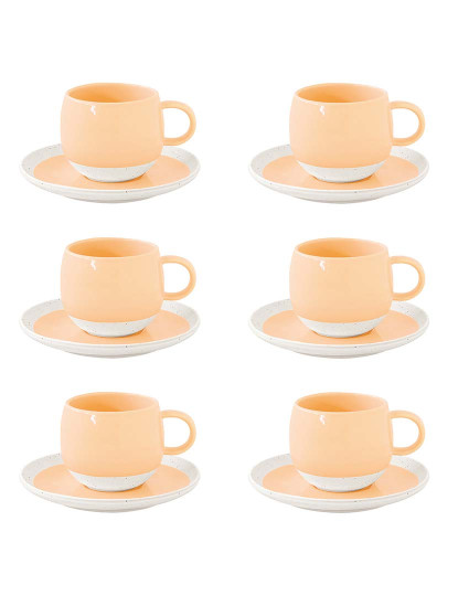 imagem de Conjunto 6 Copo E Pires De Porcelana 250Ml Pastel & Trend Pêssego2