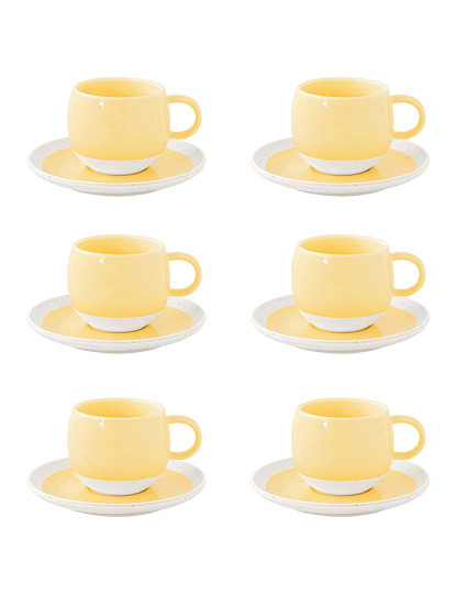 imagem de Conjunto 6 Copo E Pires De Porcelana 250Ml Pastel & Trend Amarelo2