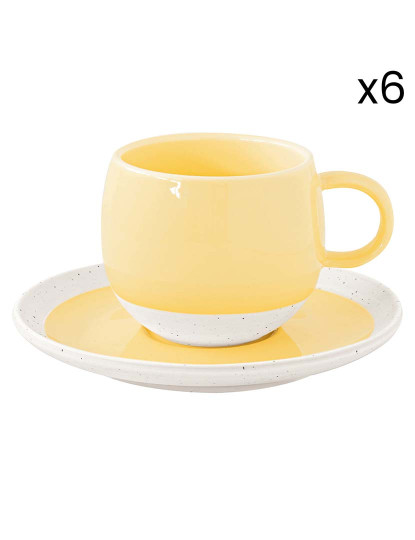 imagem de Conjunto 6 Copo E Pires De Porcelana 250Ml Pastel & Trend Amarelo7