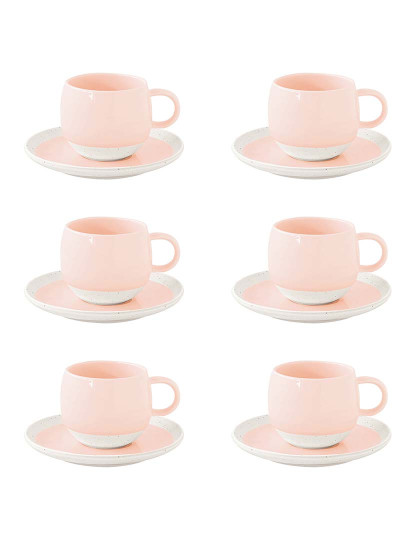 imagem de Conjunto 6 Chávena E Pires De Café Em Porcelana 120Ml Pastel & Trend Rosa2