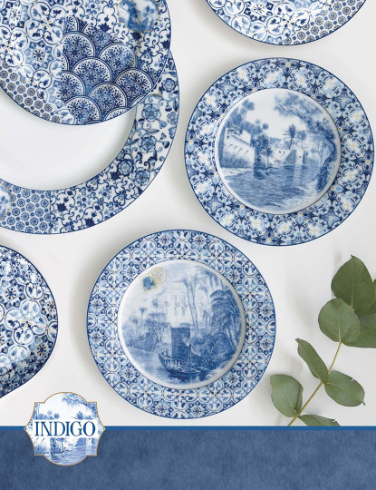 imagem de Conjunto 6 Pratos Laterais Em Porcelana Ø 19 Cm Indigo Vers.B7