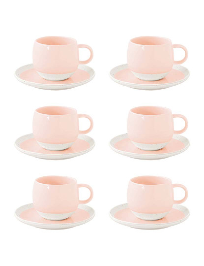 imagem de Conjunto 6 Copo E Pires De Porcelana 250Ml Pastel & Trend Rosa2