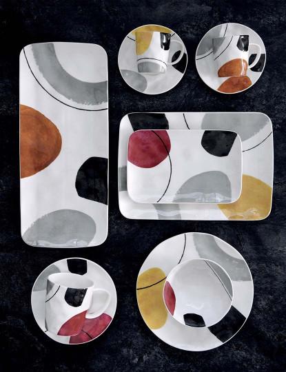 imagem de Conjunto De 6 Pratos Retangulares 20X13 Cm Em Porcelana Elements4