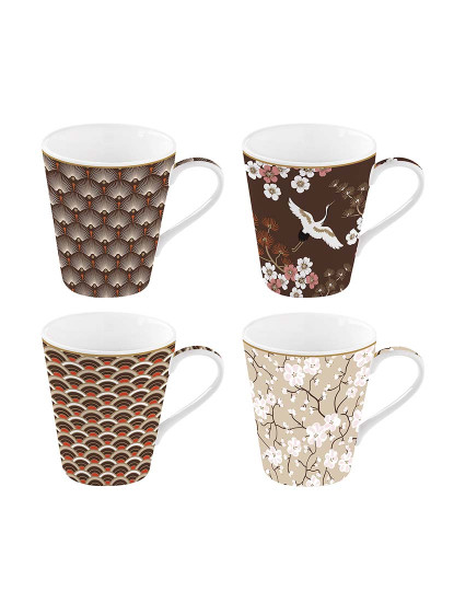 imagem de Conjunto 4 Canecas De Porcelana 300 Ml Em Caixa Presente Coffee Mania Oriental1