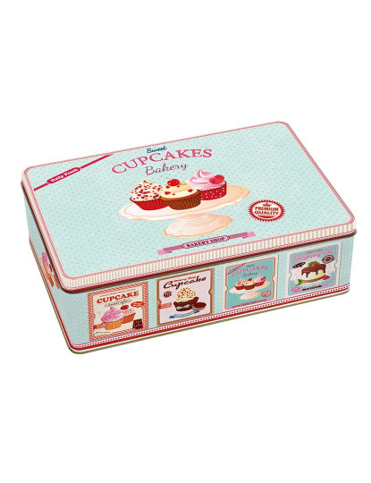 imagem de Conjunto 2 Canecas De Porcelana Com Bases Para Copos Em Cortiça Em Caixa De Lata Cupcakes Rosa4