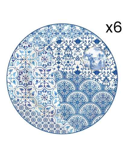 imagem de Conjunto 6 Pratos Laterais Em Porcelana Ø 19 Cm Indigo Vers.B4