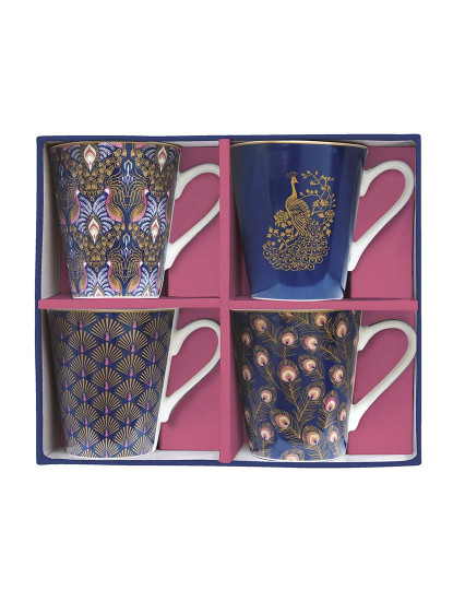 imagem de Conjunto 4 Canecas De Porcelana 300 Ml Em Caixa Presente Coffee Mania Peacock2