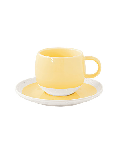 imagem de Conjunto 6 Copo E Pires De Porcelana 250Ml Pastel & Trend Amarelo1