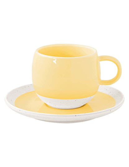 imagem de Conjunto 6 Copo E Pires De Porcelana 250Ml Pastel & Trend Amarelo5