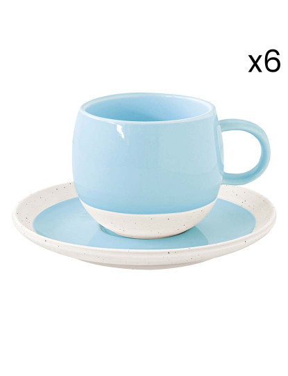 imagem de Conjunto 6 Copo E Pires De Porcelana 250Ml Pastel & Trend Azul3