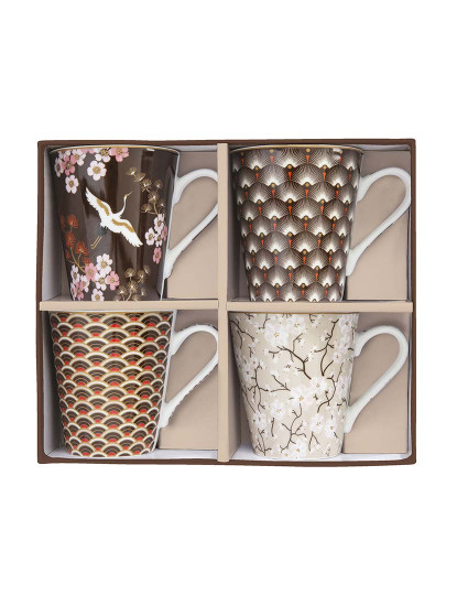 imagem de Conjunto 4 Canecas De Porcelana 300 Ml Em Caixa Presente Coffee Mania Oriental2