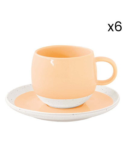 imagem de Conjunto 6 Chávena E Pires De Café Em Porcelana 120Ml Pastel & Trend Pêssego4