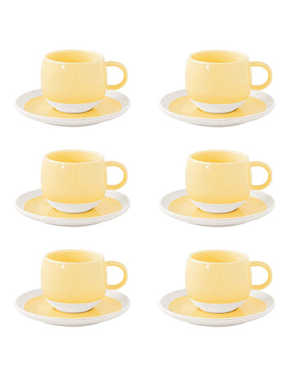 imagem de Conjunto 6 Chávena E Pires De Café Em Porcelana 120Ml Pastel & Trend Amarelo2