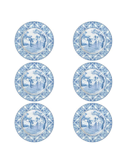 imagem de Conjunto 6 Pratos Laterais Em Porcelana Ø 19 Cm Indigo Vers.C2