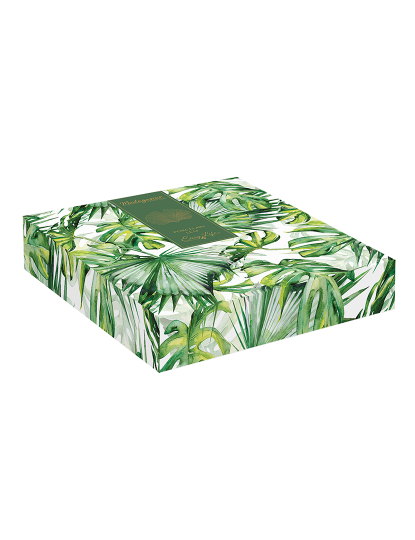 imagem de Folha De Porcelana 35X29 Cm Formato Ginko Em Folhas Tropicais Verde2