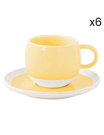 imagem de Conjunto 6 Chávena E Pires De Café Em Porcelana 120Ml Pastel & Trend Amarelo4