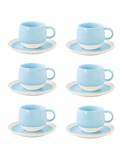 imagem de Conjunto 6 Chávena E Pires De Café Em Porcelana 120Ml Pastel & Trend Azul2