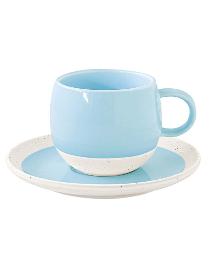 imagem de Conjunto 6 Chávena E Pires De Café Em Porcelana 120Ml Pastel & Trend Azul1