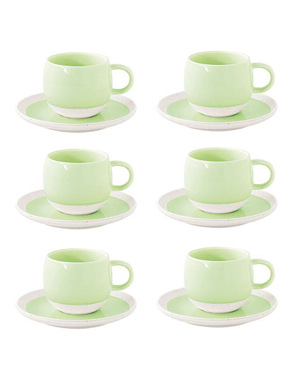 imagem de Conjunto 6 Copo E Pires De Porcelana 250Ml Pastel & Trend Verde2