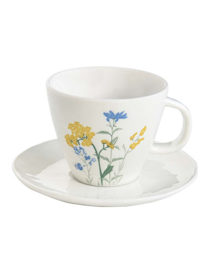 imagem de Xícara E Pires De Porcelana 250 Ml Em Mille Fleurs Yellow1