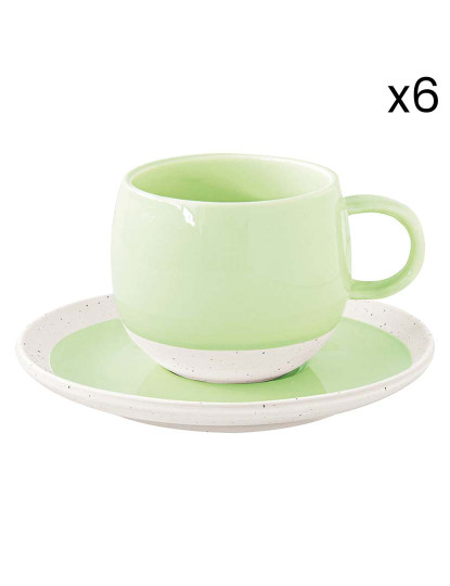 imagem de Conjunto 6 Copo E Pires De Porcelana 250Ml Pastel & Trend Verde6