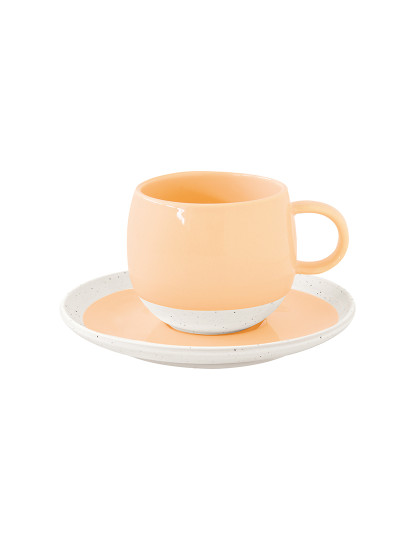 imagem de Conjunto 6 Copo E Pires De Porcelana 250Ml Pastel & Trend Pêssego1