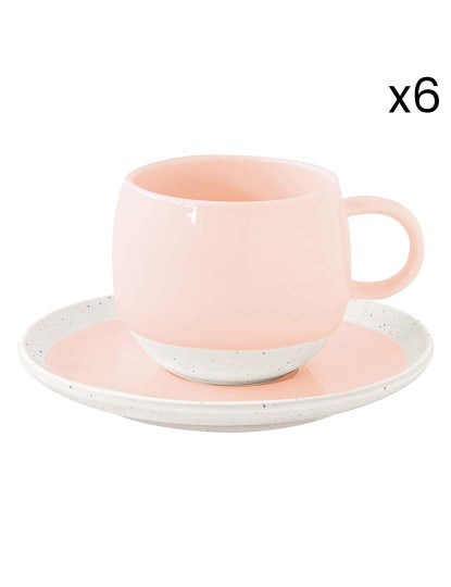 imagem de Conjunto 6 Copo E Pires De Porcelana 250Ml Pastel & Trend Rosa6