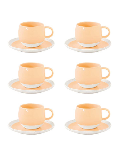 imagem de Conjunto 6 Chávena E Pires De Café Em Porcelana 120Ml Pastel & Trend Pêssego2