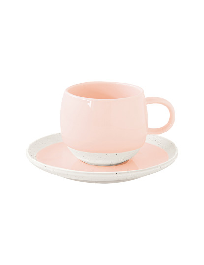 imagem de Conjunto 6 Copo E Pires De Porcelana 250Ml Pastel & Trend Rosa1