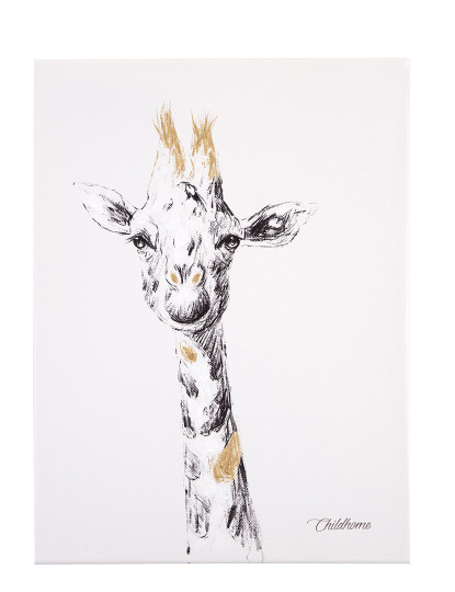 imagem de Quadro Pintado A Óleo Girafa + Dourado 1