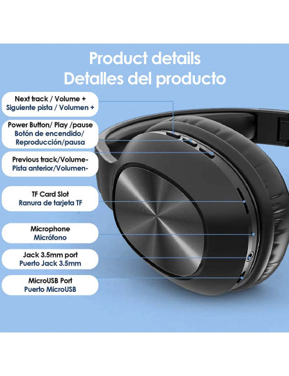 imagem de Fones de ouvido VJ320 HiFi Bluetooth 5.0, com viva-voz, rádio FM e leitor micro SD.2