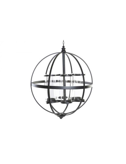 imagem de Porta-Velas Metal Vidro Preto 1