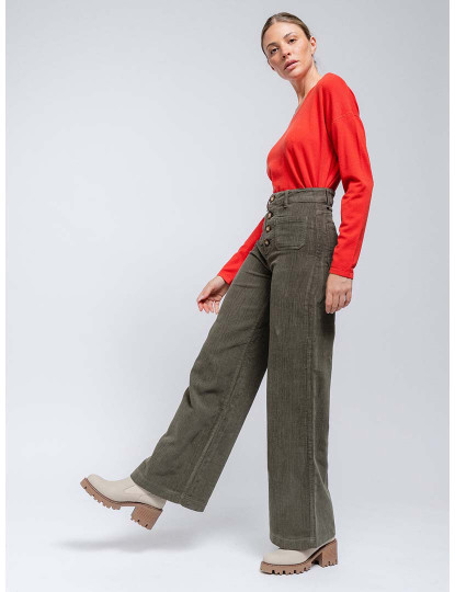 imagem de Calças tipo pantalona em sarja com botões Senhora Caqui2
