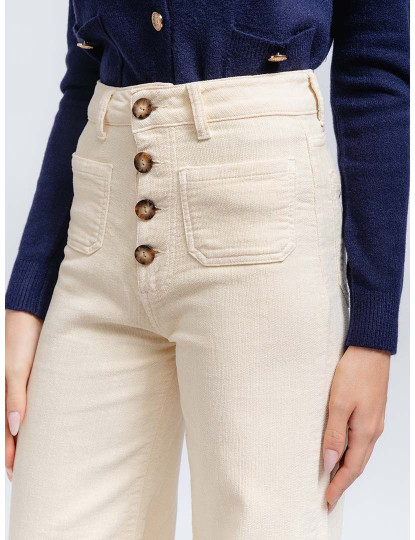 imagem de Calças tipo pantalona em sarja com botões Senhora Perola3