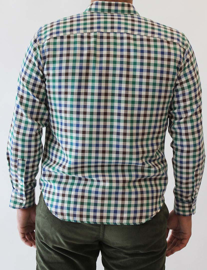 imagem de Camisa clássica em tecido vaiela xadrez Homem Verde3
