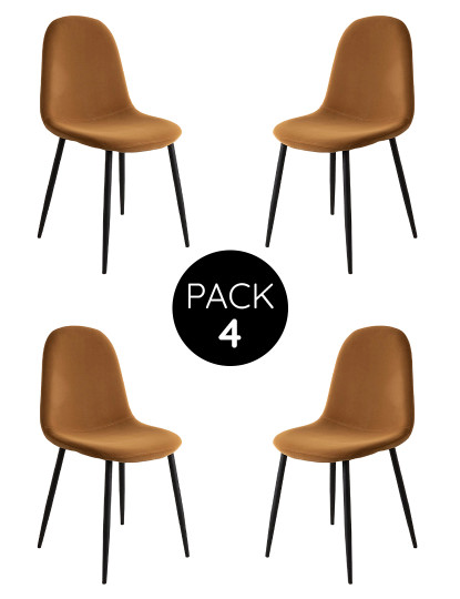 imagem de Pack 4 Cadeiras Oslo Veludo Metal Mel1